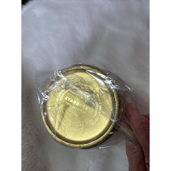 Starbucks GOLD Poinsettia Mug Cup Christmas 2025 Limited Edition New with Box - Picture 3 of 4